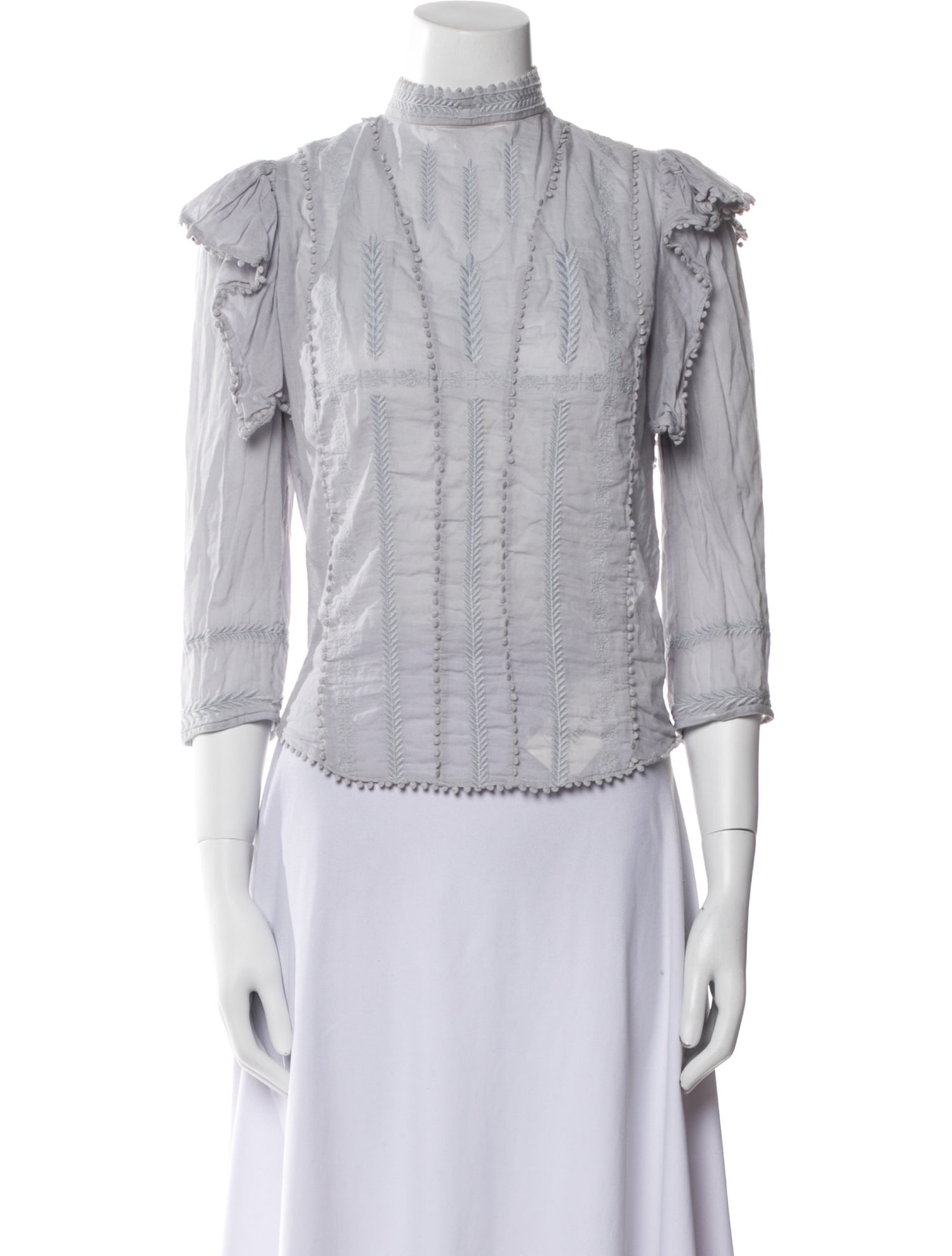 Étoile Isabel Marant Mock Neck Three-Quarter Sleeve Blouse